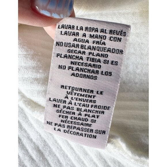 Nanette Nanette Lepore Woman’s Sz L White Rib Knit Long Sleeve Pullover Sweater - Picture 7 of 8